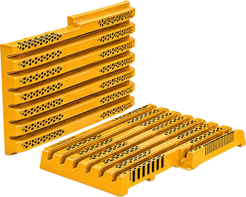 Premium jaw plate with ceramic and carbide inserts embedded in the wear zone