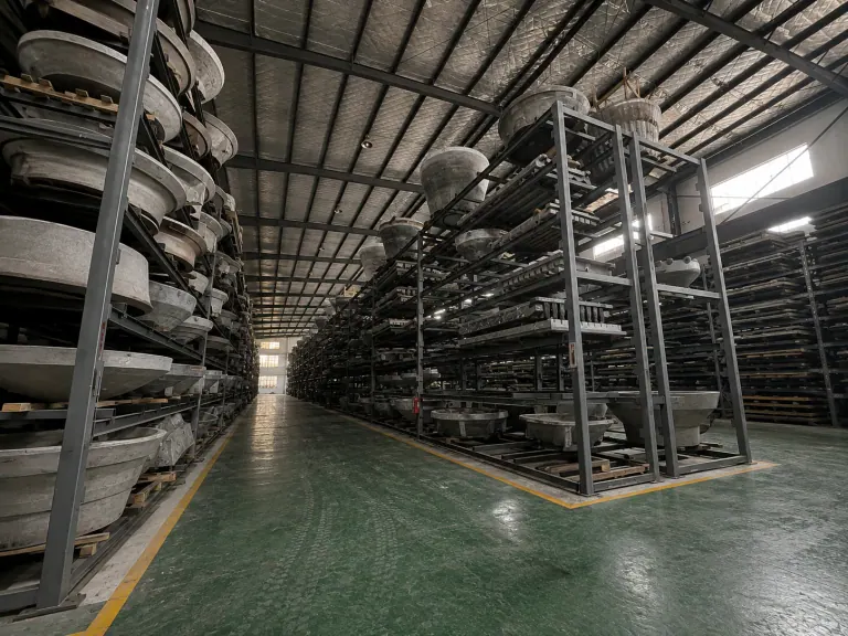 Finished castings racked and counted in stock