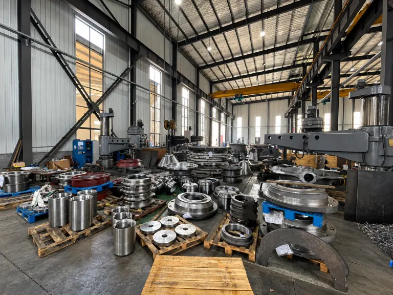 Machined spare parts laid out for dimensional checking