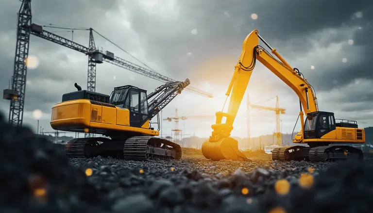 Heavy machinery on an infrastructure construction site